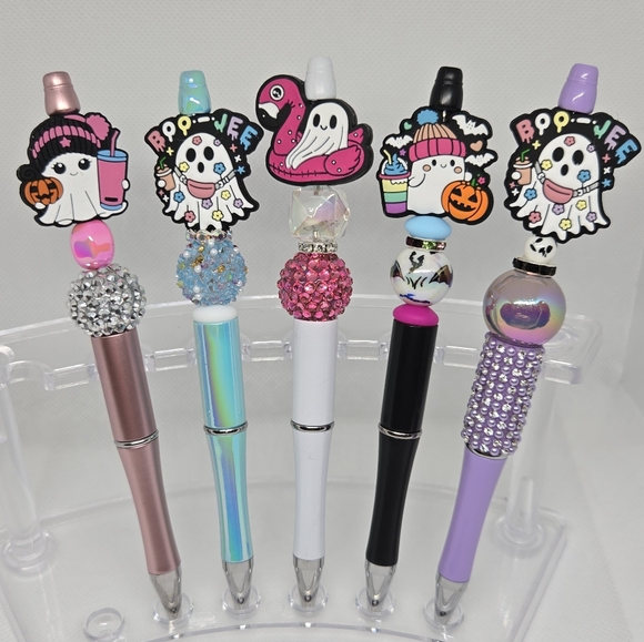 Boojee and Cute Ghosts Bling and Beaded Pen Black Ink - Picture 1 of 1